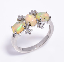 Fire Opal Gemstone Ring 925 Sterling Silver Ring Woman Wedding Ring Gift For Her