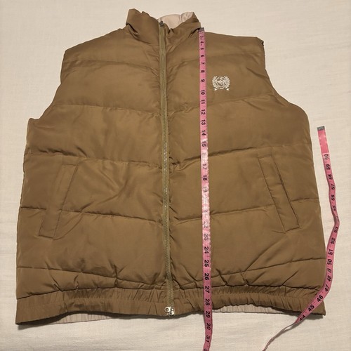 Men’s Cinch Down Fill Reversible Puffer Vest Size Large Brown/Beige READ - Picture 10 of 10