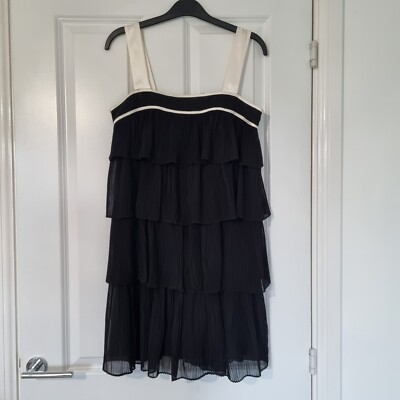 FRENCH CONNECTION MONOCHROME BLACK SHEER PLEAT