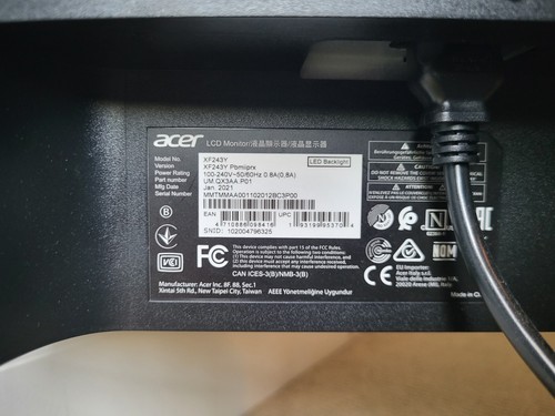 Acer Gaming Monitor (XF243Y Pbmiiprx) | 165Hz 1080p IPS 24" 1ms Response Time - Picture 3 of 7