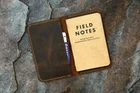 Full grain distressed leather slim cover for pocket size field notes notebook