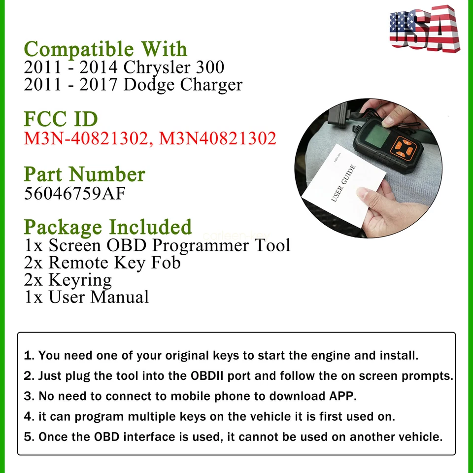 2 Repuestos Para Dodge Charger Chrysler 300 Mando a Distancia Llavero 5B y Herramienta Programador Foto 2 de 4