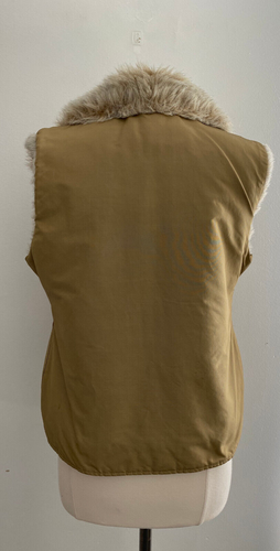 Womens Vintage Woolrich Beige Faux Fur Lined Vest sz Large - Picture 3 of 5