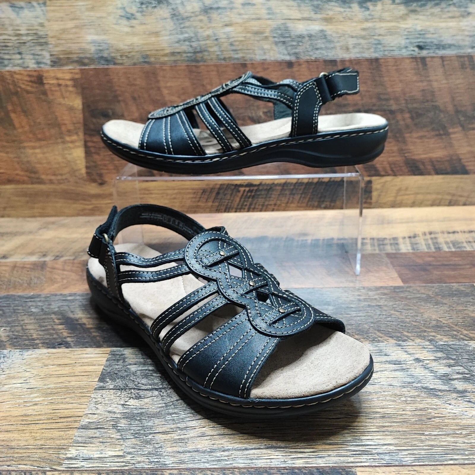 Sandali donna Clarks Collection Leisa Janna comodi in pelle nera taglia 8