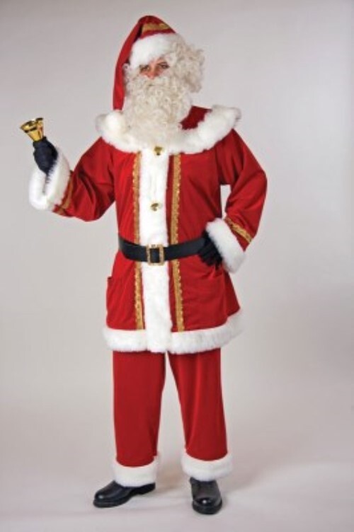 DELUXE DEEP RED VELVET SANTA SUIT PROFESSIONAL FATHER CHRISTMAS LUXURY COSTUME
