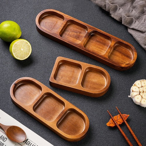 Solid Wood Tray 2/3/4 Grid Seasoning Tray Sushi Bread Sauce Tray Seasoning Tray - Picture 9 of 15