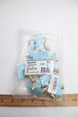 (10-Pk) BestPEX Tee Metal Brass 1/2'' NPT 51151 