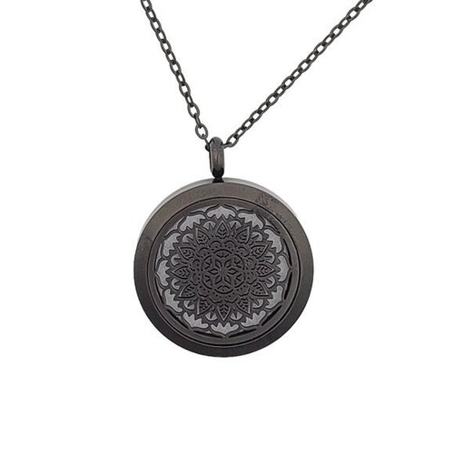 Collana con oli essenziali in acciaio inox mandala nero ipoallergenica NUOVA - Foto 3 di 8