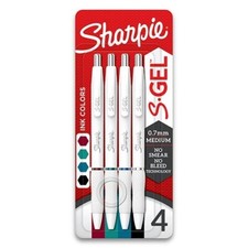 Sharpie S-Gel Pen 0.7mm Medium 4/Pk White Barrel Assorted Ink Office School Home