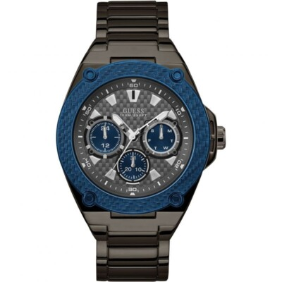 #ad #ad New Mens Guess Legacy Gun Metal Grey amp; Blue Multi Dial 50m Watch W1305G3 £249 GBP 125.00