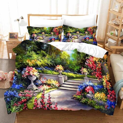Park Flower Woods Garden Bedding Set Queen Quilt/doona Duvet Cover Pillowcase - Picture 1 of 11