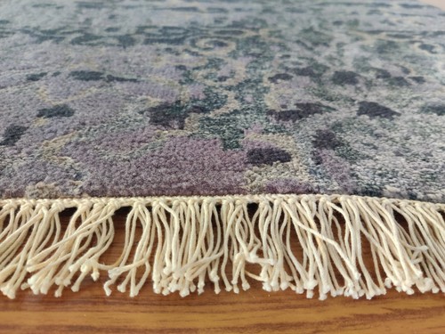 2 x 2 ft Small Rug Square Modern Hand Knotted Wool Bamboo Silk Purple 60 x 60 cm - Picture 21 of 24