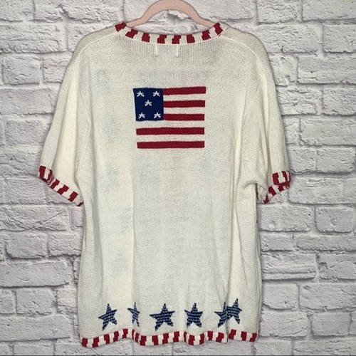 NWT The Quacker Factory Patriotic Star Print And Sequin Burton Down Cardigan - Picture 3 of 12