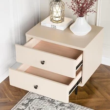 Modern Modern Wood Nightstand 2 Drawers Bedside Bedroom End Side Table