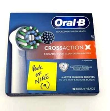 Genuine Oral-B CrossAction X - Replacement Brush Heads - 9 Count Each Sealed