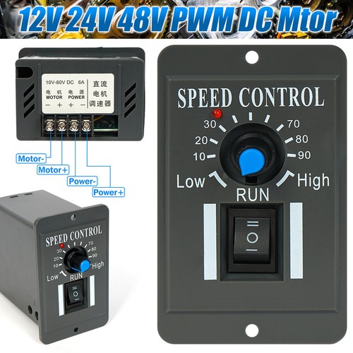 12V 24V 36V 48V PWM DC Motor Speed Controller Reversible Switch 6A Regulator AU - Picture 5 of 8