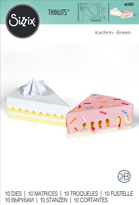 New Retired Sizzix Thinlits Cake Slice Box 10pc #665883 Retail $29.99 Kath Breen
