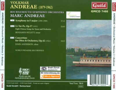 VOLKMAR ANDREAE, VOL. 3: SYMPHONY IN F MAJOR; LI-TAI-PE VOLKMAR ANDREAE, VOL. 3: SYMPHONY IN F MAJOR; LI-TAI-PE