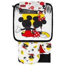 Mickey And Minnie Mouse Sunset 3-Piece Kitchen Towel Set White