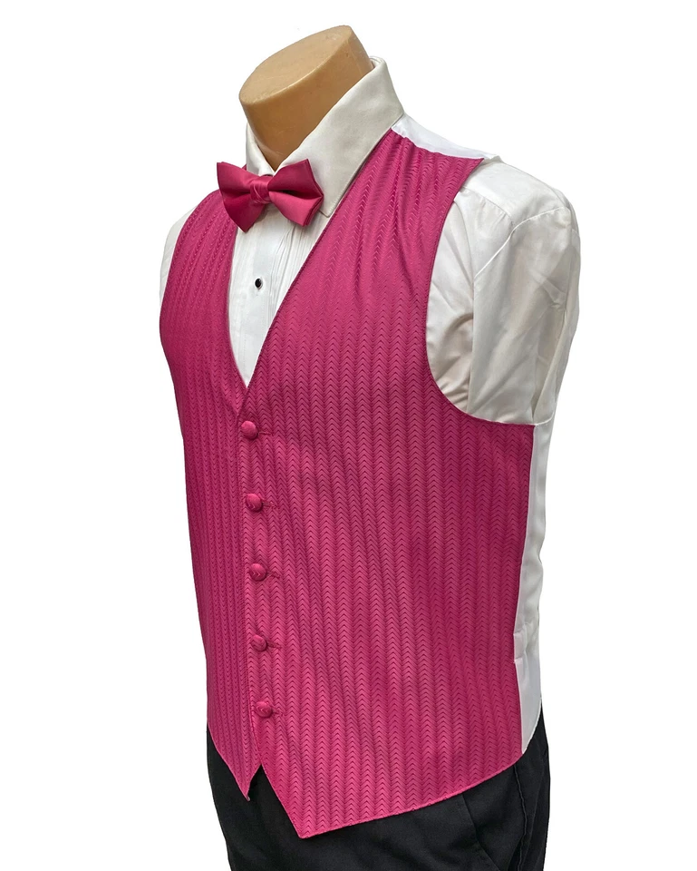 Men's After Six Fuchsia Tuxedo Vest with Bow Tie Free Shipping Size Medium - Image 2 of 4