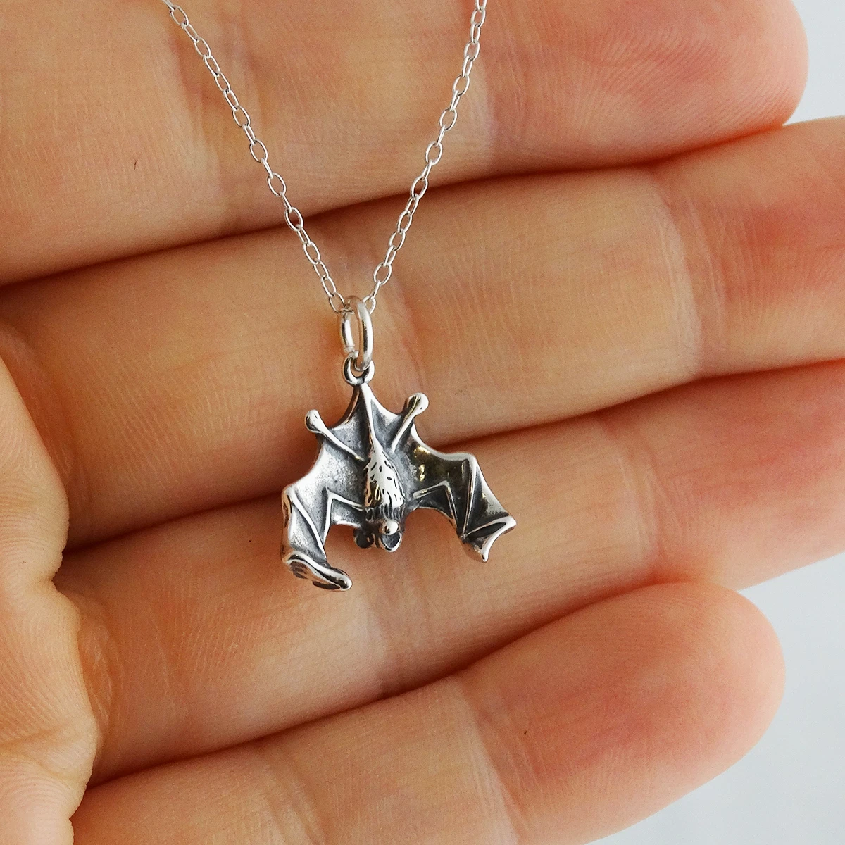 Moonstone Coffin and Sterling Silver Bat Necklace – wildwitcheryco