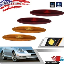 4PCS/Set For 2002-2010 Lexus SC430 Amber/Red Lens Front & Rear Side Marker Light