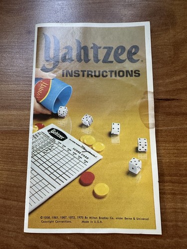 Vintage 1975 Milton Bradley Yahtzee Dice Game of Skill As Is - Picture 4 of 8