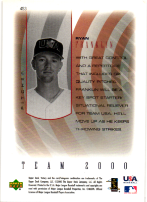 2000 Upper Deck Victory Team USA #453 Ryan Franklin Signed | eBay