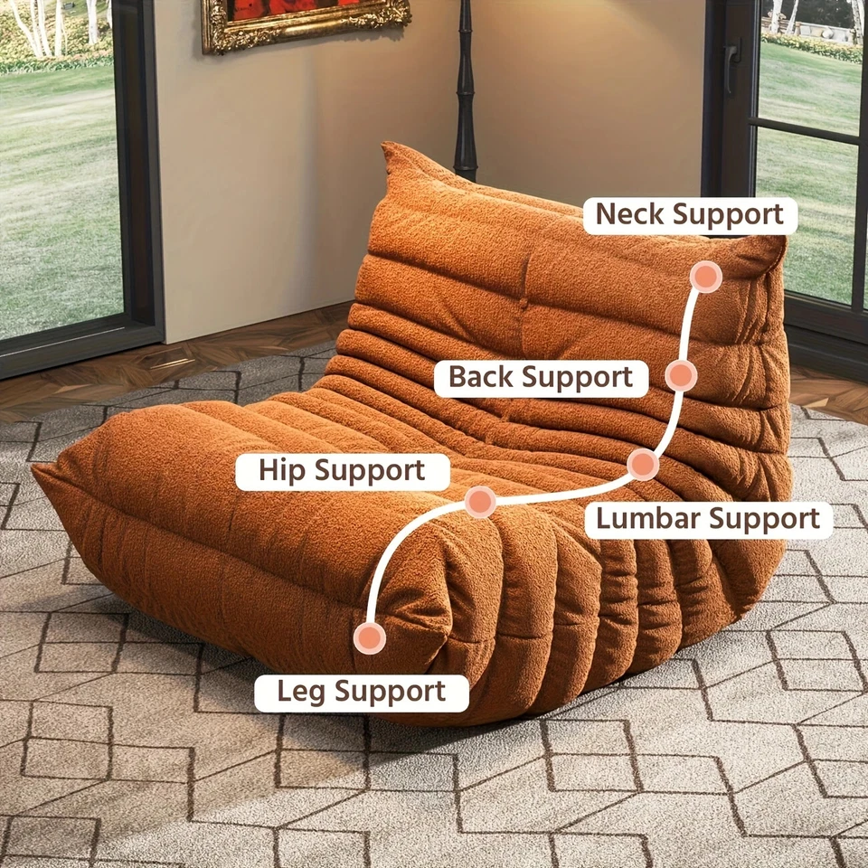 Caterpillar Lazy Sofa 1 to 3 Seats Beanbag Chair Floor Sofa Nap Couch Tatami Bed - Image 2 of 4