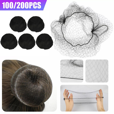 100/200PCS Invisible Hair Net Elastic Edge Mesh Hairnets Sport Bun Cover Snood