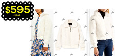Maje Faux Fur Coat Blanche Shearling Bomber Jacket Belia Galaxyru 2 4 6 S 1 36