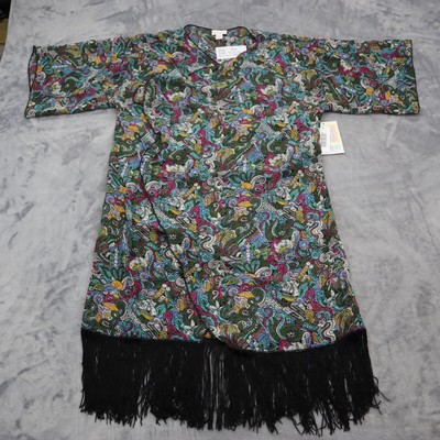 Lula Roe Sweater Womens S Multicolor Monroe Sheer Fringe Trimmed Cardigan