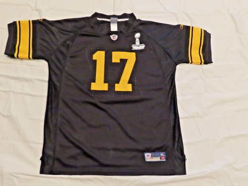 Pittsburg Steelers Mike Wallace Reebok Black and Gold Letter Jersey XL