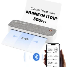 MUNBYN 300DPI Portable A4 Thermal Printer US Letter Bluetooth Printer for Travel