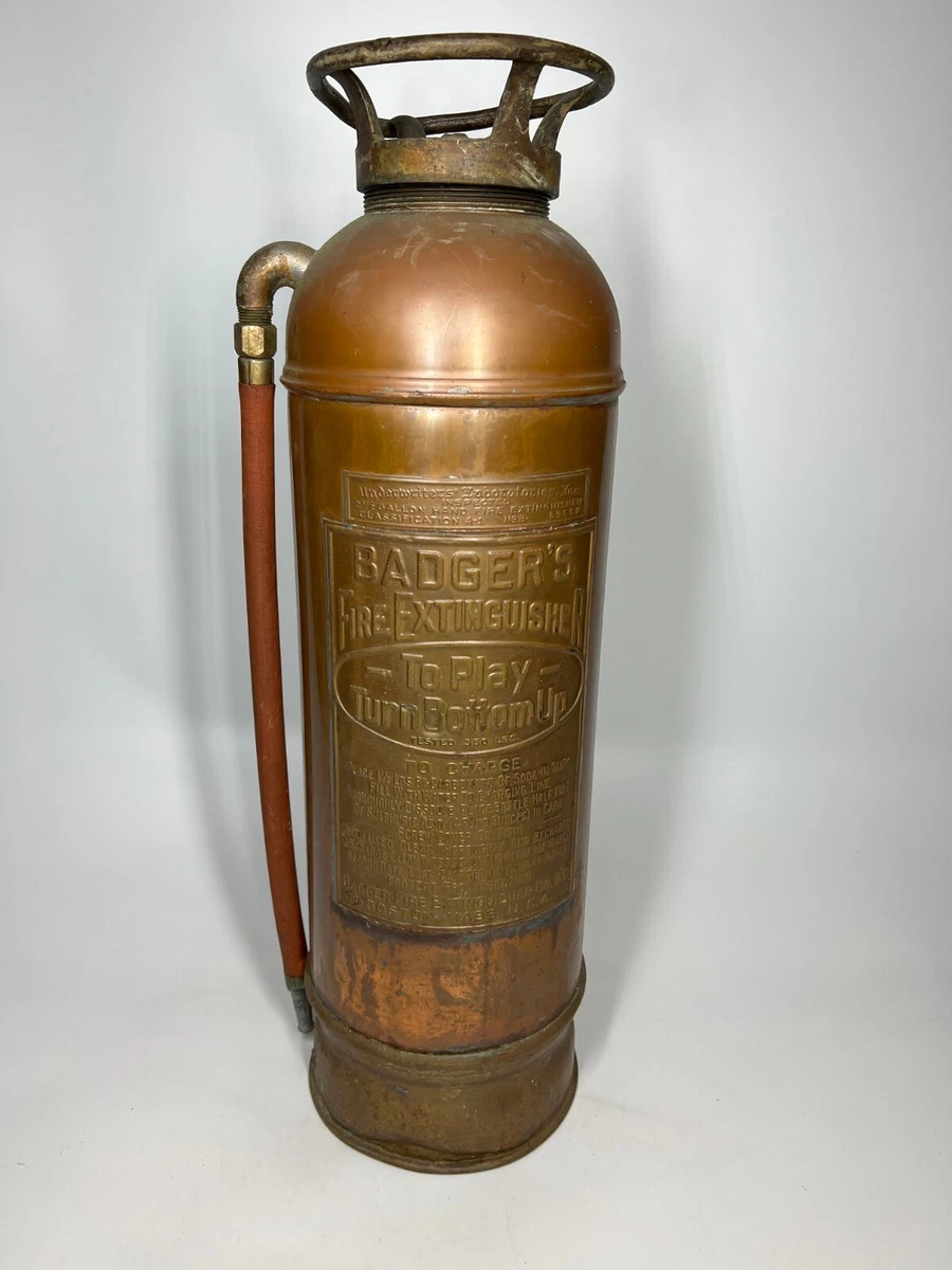 Vintage Antique Badger's Copper and Brass Fire Extinguisher Empty
