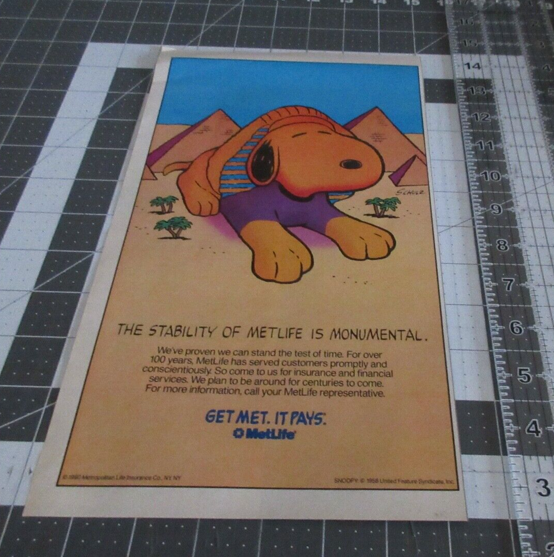 1991 MetLife ~ Snoopy Sphinx, Print Ad | eBay
