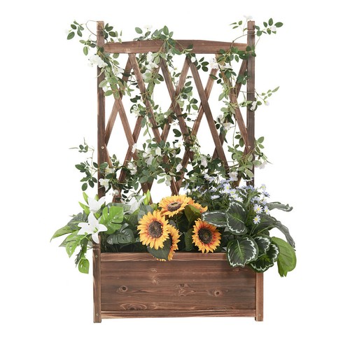 Large Raised Garden Bed Planter Box with Trellis Flower Climbing Indoor Outdoor - Picture 8 of 12