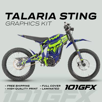 Talaria Sting R Graphics Kit FOX STRIPES Navy Green Decals Stickers Laminated