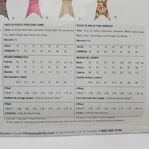 Simplicity 2666 Misses Pullover Blouse Shirt Top Sewing Pattern Size 10-22 Uncut - Bild 9 von 9