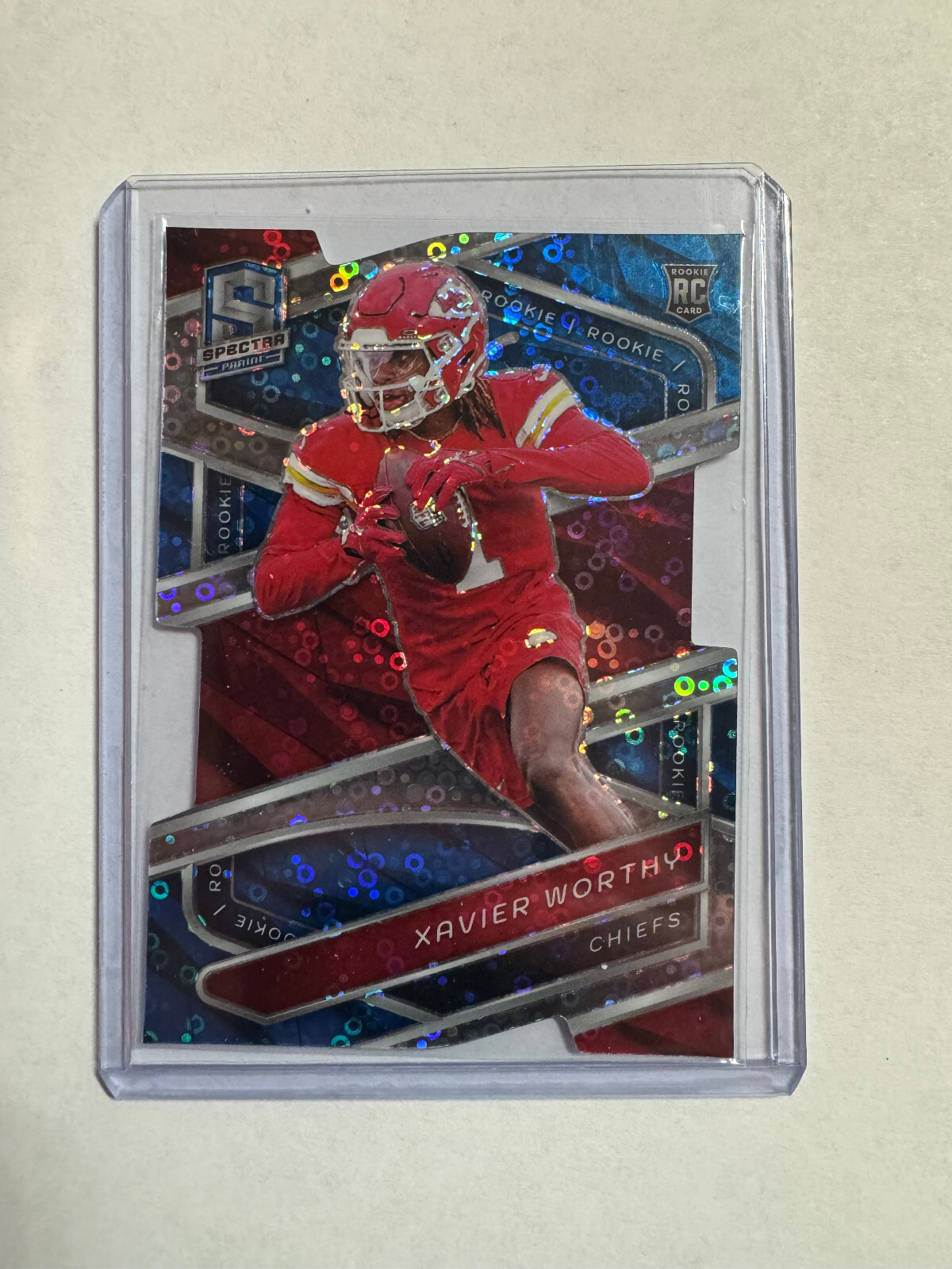 2024 Panini Spectra Xavier Worthy #117 Neon Blue Prizm Die-Cut /50 RC