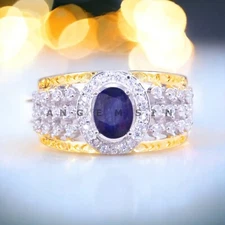 Blue Sapphire Gemstone With 925 Sterling Silver Ring For Men's #BL309
