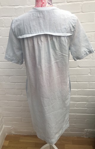 Abito John Lewis puro lino UK 10 blu chiaro manica corta estivo tunica top - Foto 3 di 10