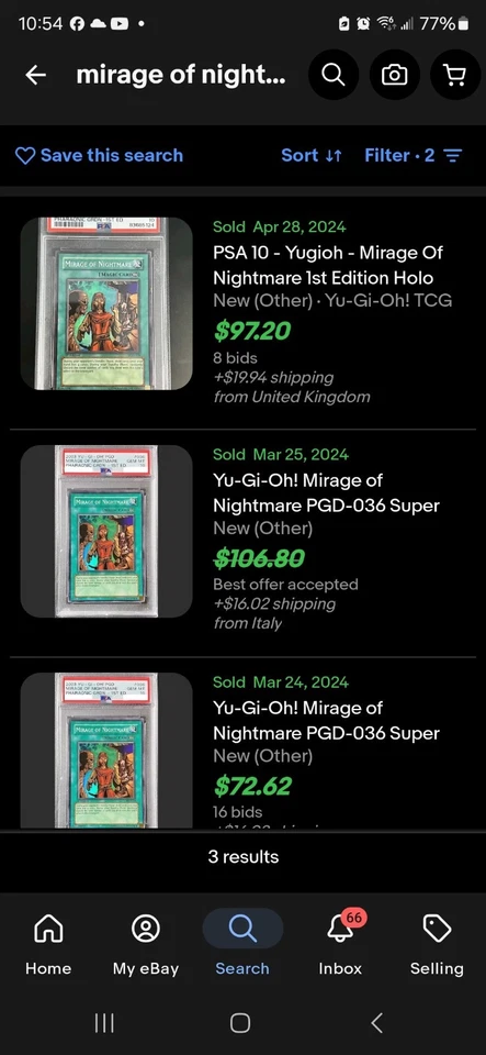 YUGIOH! PSA 10 GEM MINT 2003 Mirage of Nightmare PGD-036 Super Rare 1st Edition - Image 2 of 4