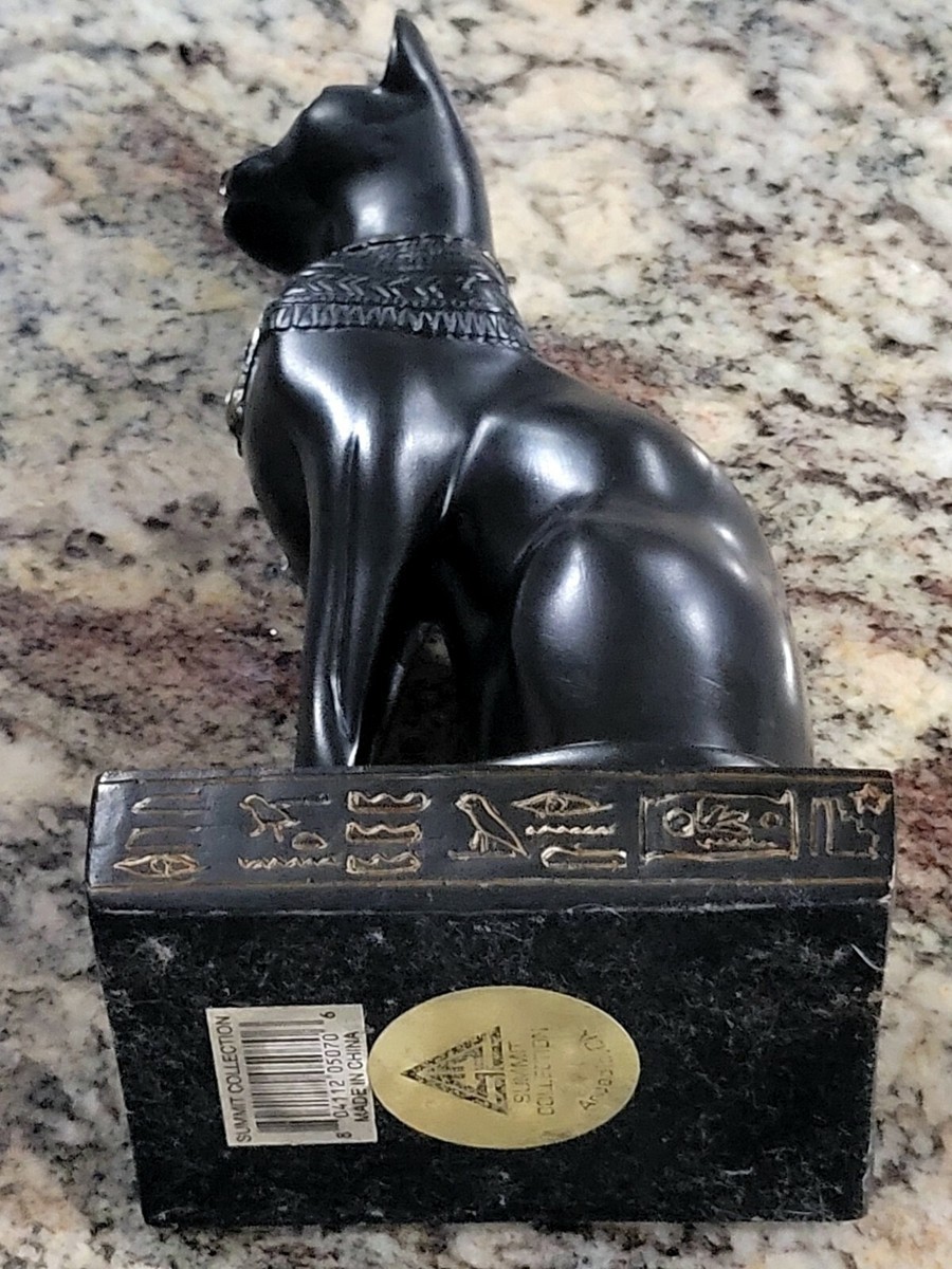 Egyptian Cat Statue Goddess Black & Gold Summit Collection 9
