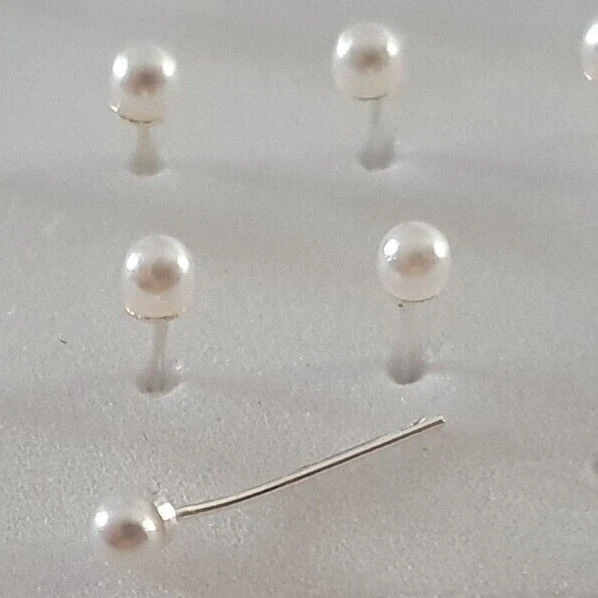 Piercing naso nasini perla bianca punto luce asta pieghevole argento orecchino - Immagine 3 di 3