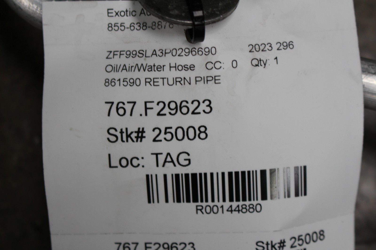 Ferrari 296 GTB, A/C Hose, Used, P/N 861590