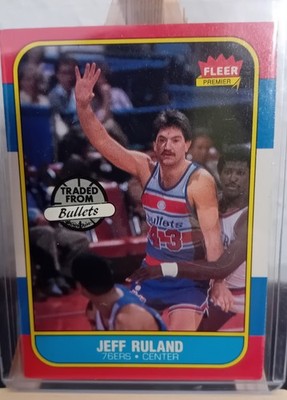 Top Rar Center Jeff Ruland NBA CARD Fleer 1986-87 Philadelphia 76ers # 96 of 132