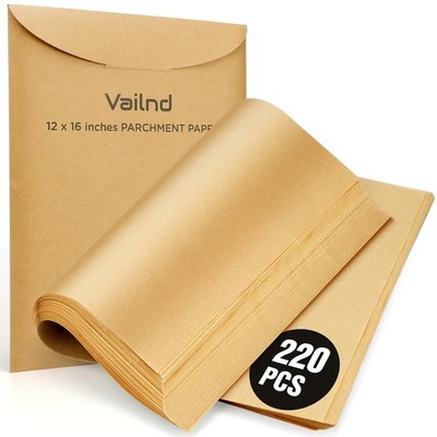 Vailnd 220 Pcs Unbleached Parchment Paper Sheets for Baking, 12'' X 16'' Pre-...