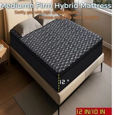 12" Cooling Hybrid Spring Gel Foam Motion Isolation Breathing Cooled Fresh Air