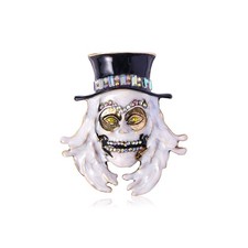 Halloween Ghost Skull Brooch Rhinestone Enamel Alloy Pin Costume Party